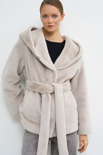 Шуба из искусственного меха с капюшоном Снежная королева collection 772475003